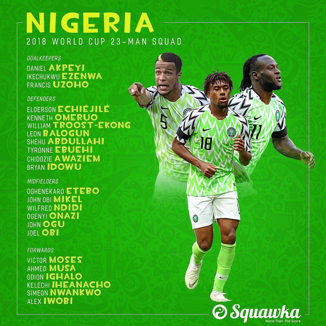 Nigeria World Cup 2018 Squad And Team Guide - World Cup 2018 Final Squad Squawka Colombia - HD Wallpaper 