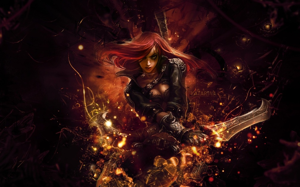 Katarina Lol Wallpaper Black Background - HD Wallpaper 