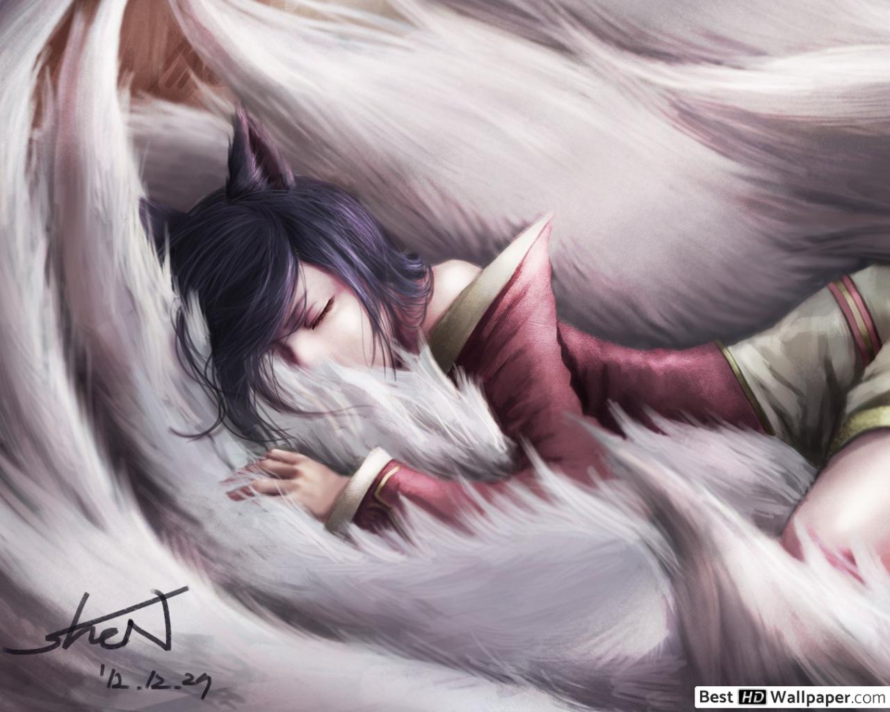 League Of Legends Ahri Sleeping - HD Wallpaper 