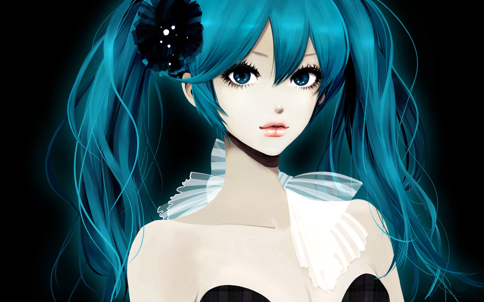 Wallpaper Gentle And Lovely Blue Hair Anime Girl - Miku Hatsune - HD Wallpaper 