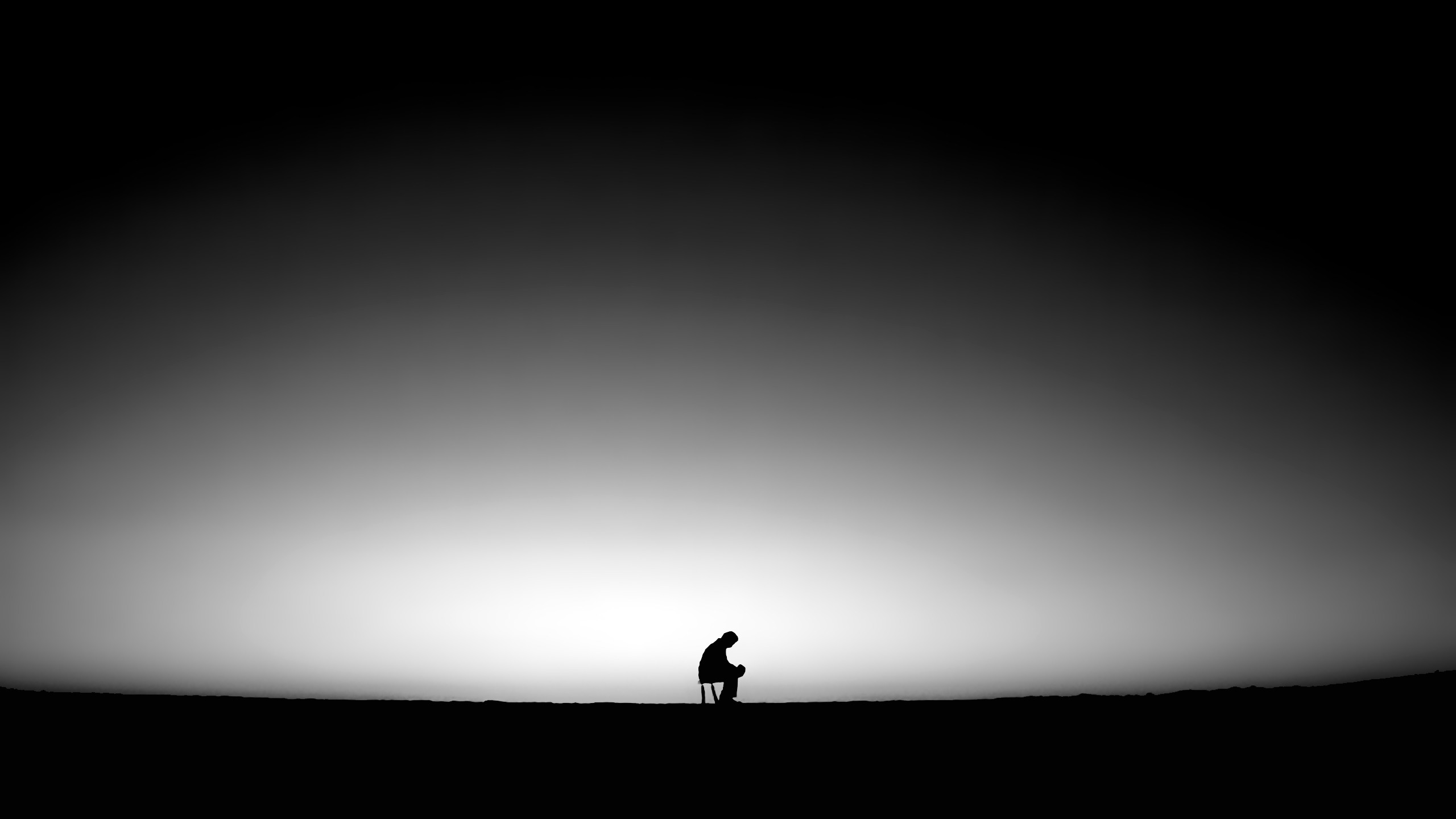 Black And White Lonely - HD Wallpaper 