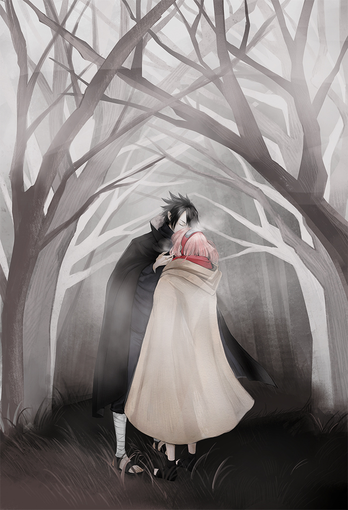 Sasusaku Sad Fanart - HD Wallpaper 