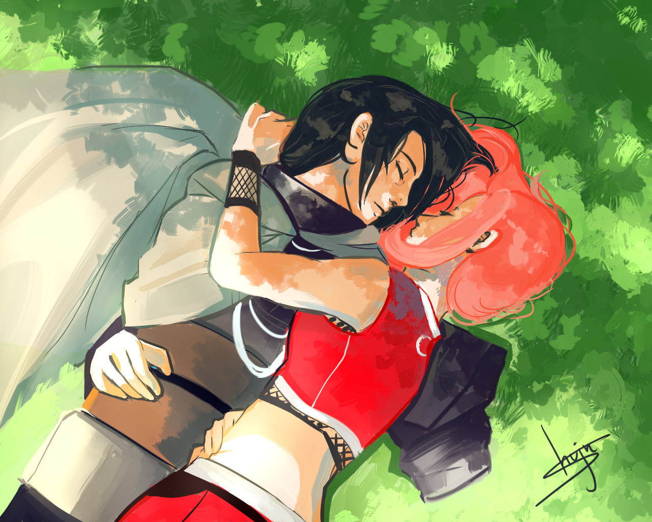 Wanted To Draw Sasuke And Sakura Taking A Nap, Sunbathing, - Sasuke And Sakura Drawings - HD Wallpaper 