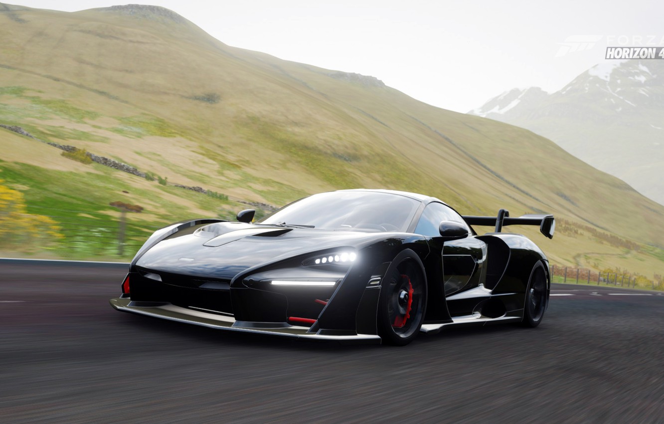 Photo Wallpaper Mountains, Supercar, Forza Horizon - Forza Horizon 4 Mclaren Senna - HD Wallpaper 