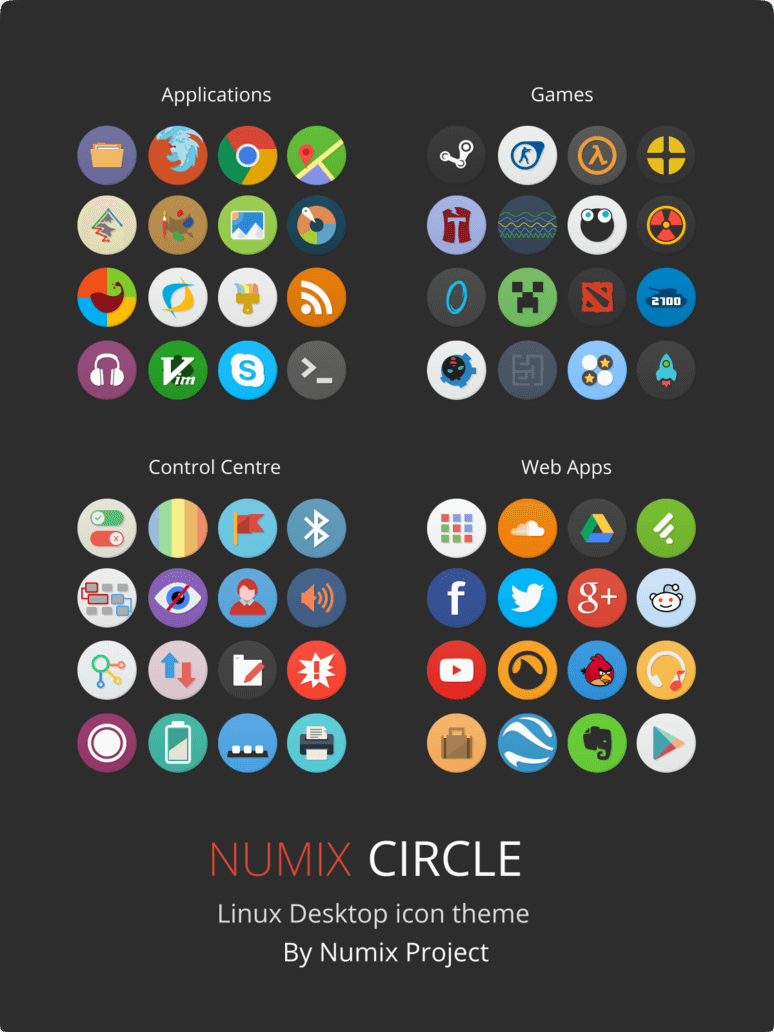 Numix Circle Icon Theme - Windows 10 Desktop Icon Design - HD Wallpaper 