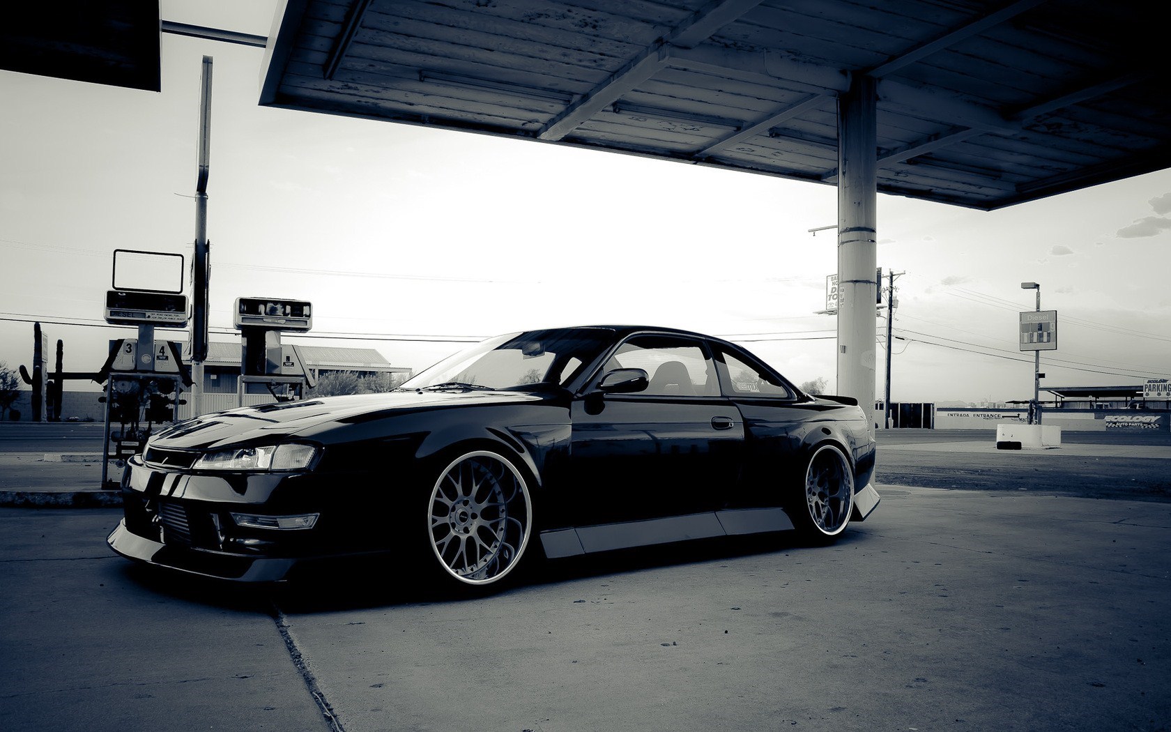 Nissan Silvia S14 Car Parking Petrol Station - HD Wallpaper 