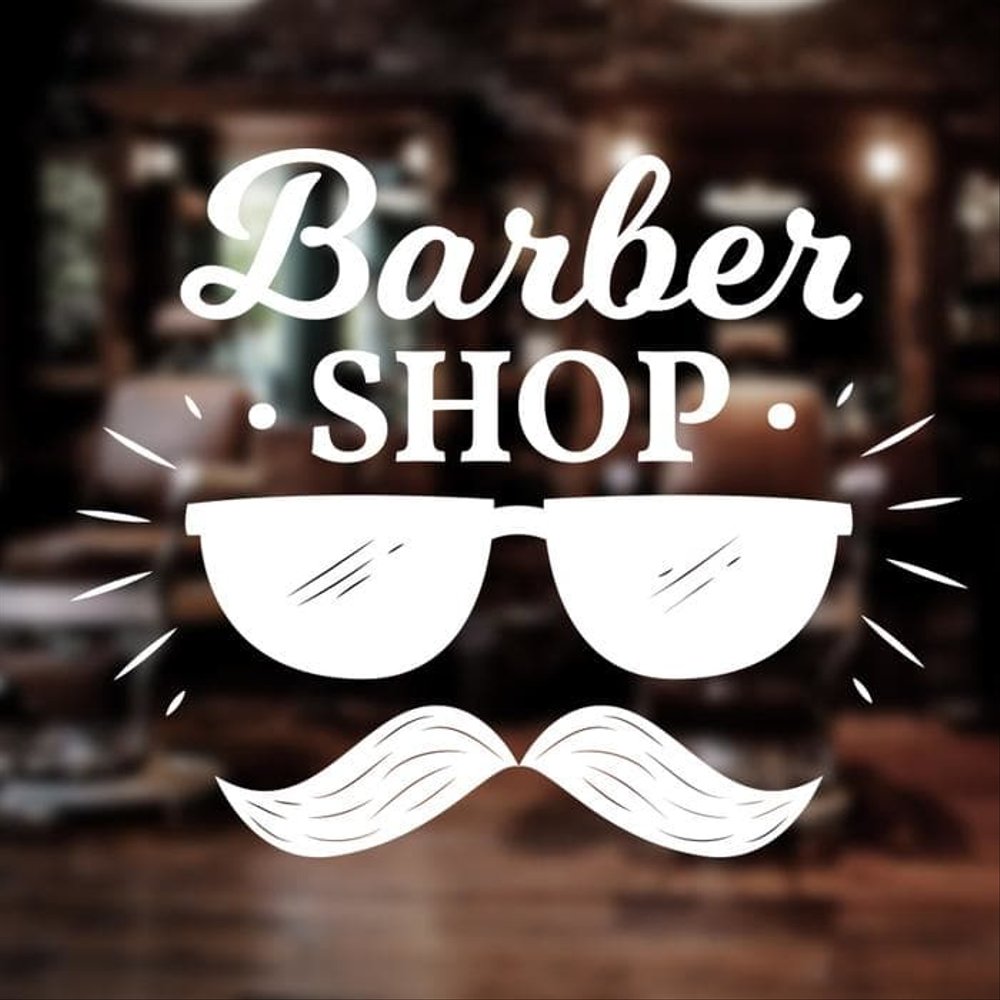Stiker Barbershop Kumis Monokrom Stiker Kaca Pangkas - Stiker Barbershop - HD Wallpaper 