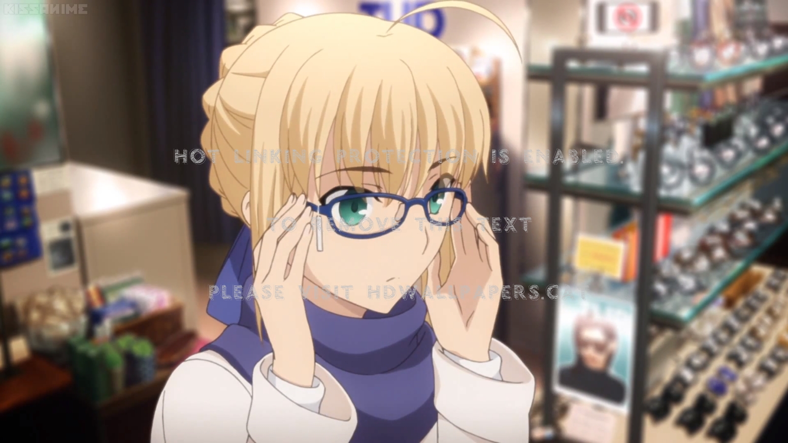 Spectacles Blond Hair Blonde Kawaii Anime - Fate Stay Night Unlimited Blade Works Glasses - HD Wallpaper 