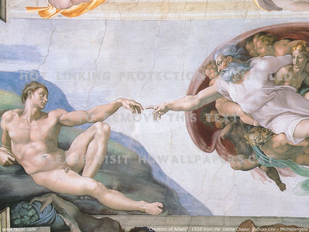 Michelangelo-the Creation Of Adam Sistine - Renaissance Christian Humanism Art - HD Wallpaper 