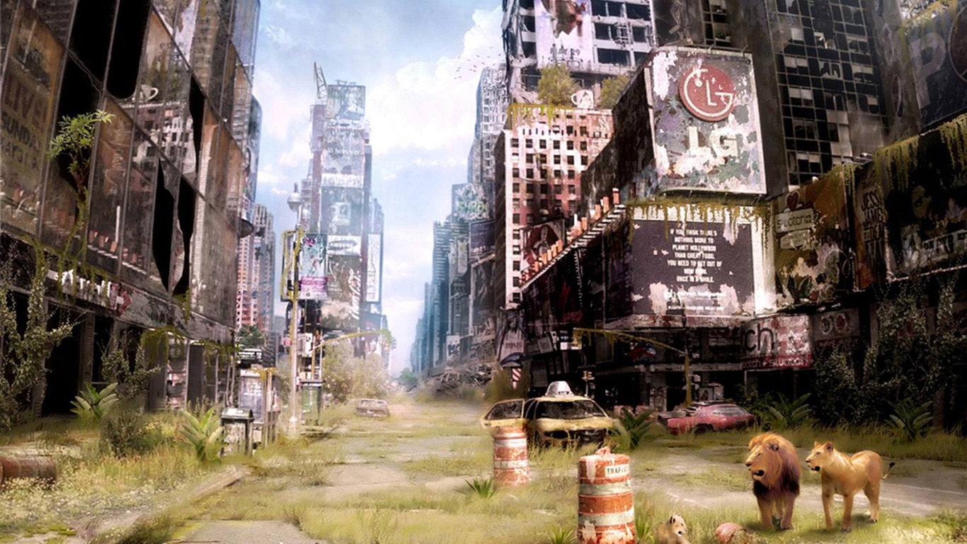 Abandoned Times Square In New York-aftermath World - Times Square Abandoned New York - HD Wallpaper 