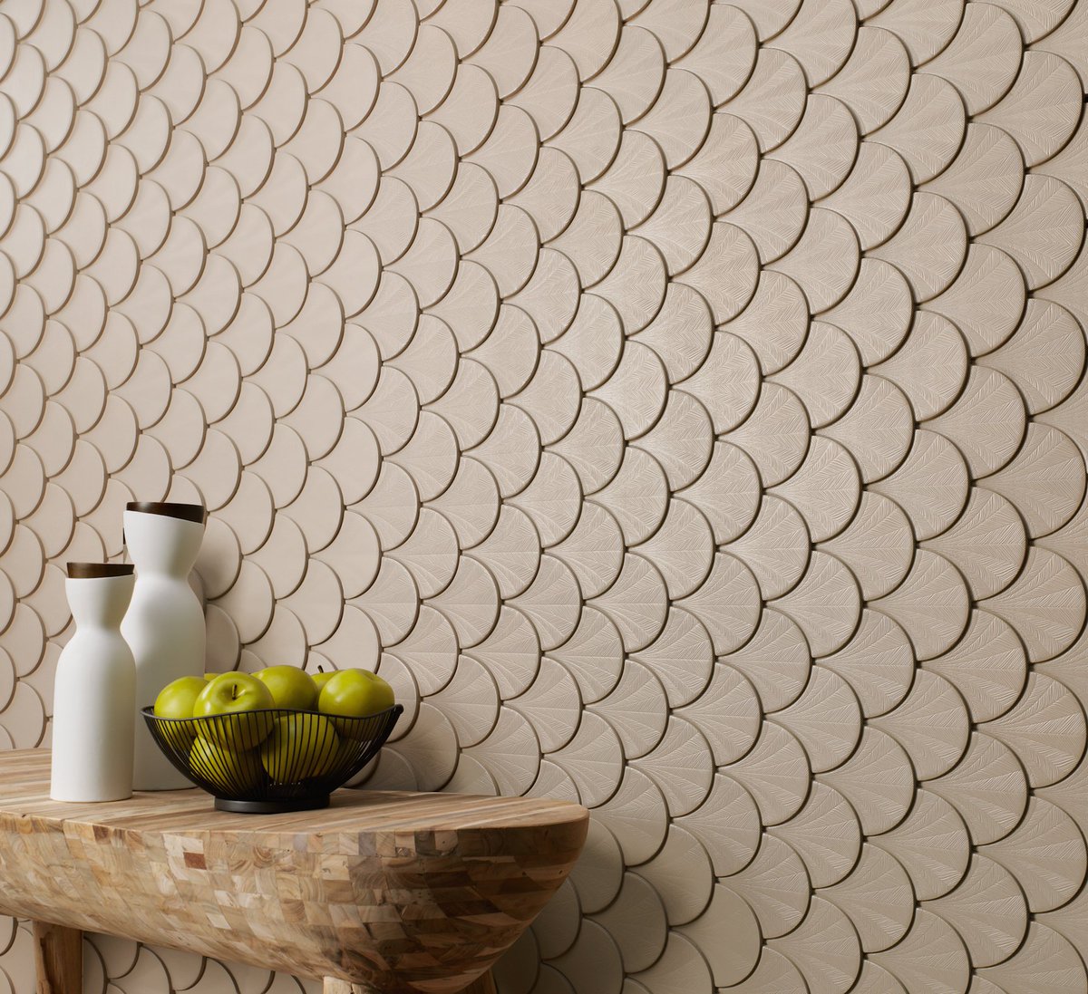 Fish Scale Tiles Brown - HD Wallpaper 