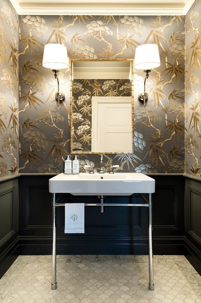 Sydney Gold Grasscloth Wallpaper With Contemporary - Dressing Room Wallpaper  Ideas - 658x990 Wallpaper 