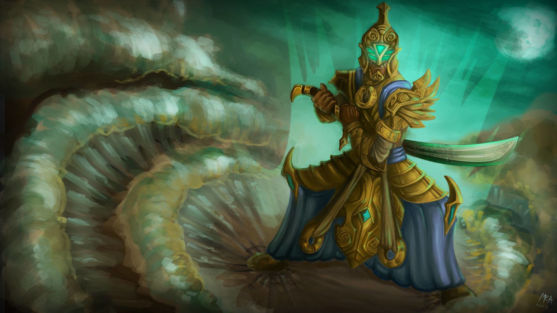Gold Green Elven Armor - HD Wallpaper 