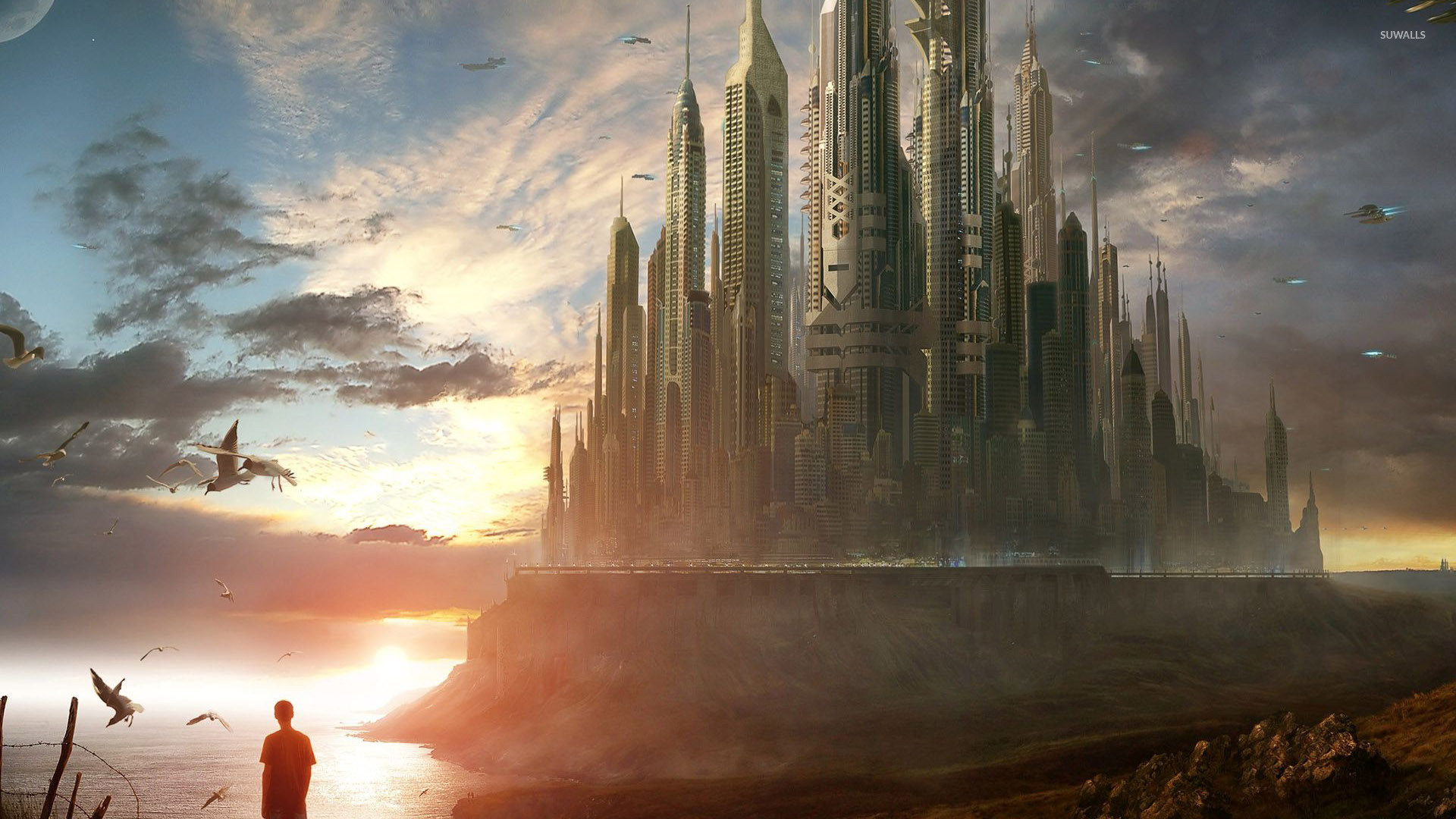 Sci Fi Castle In The Light Wallpaper 
 Data Src Sci - Fantasy Sci Fi Castle - HD Wallpaper 
