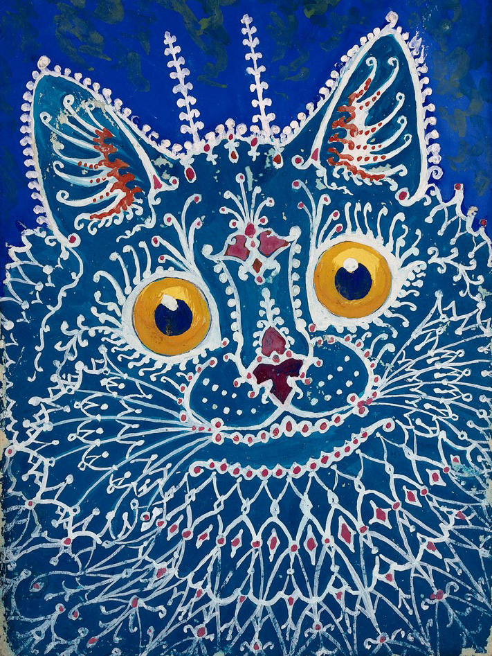 Louis Wain Blue Cat - HD Wallpaper 