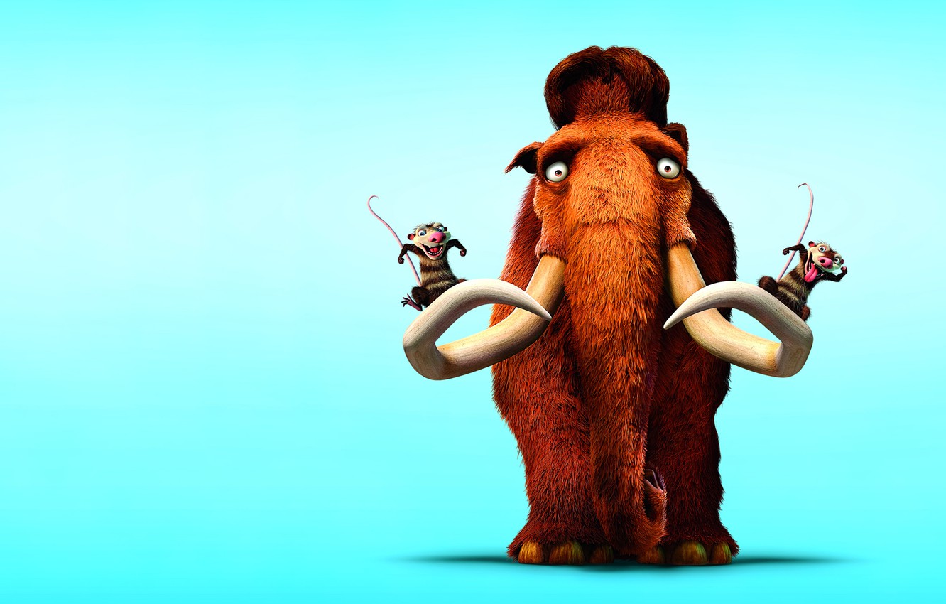Photo Wallpaper Look, Ice Age, Blue Background, Mammoth, - Ice Age Background - HD Wallpaper 