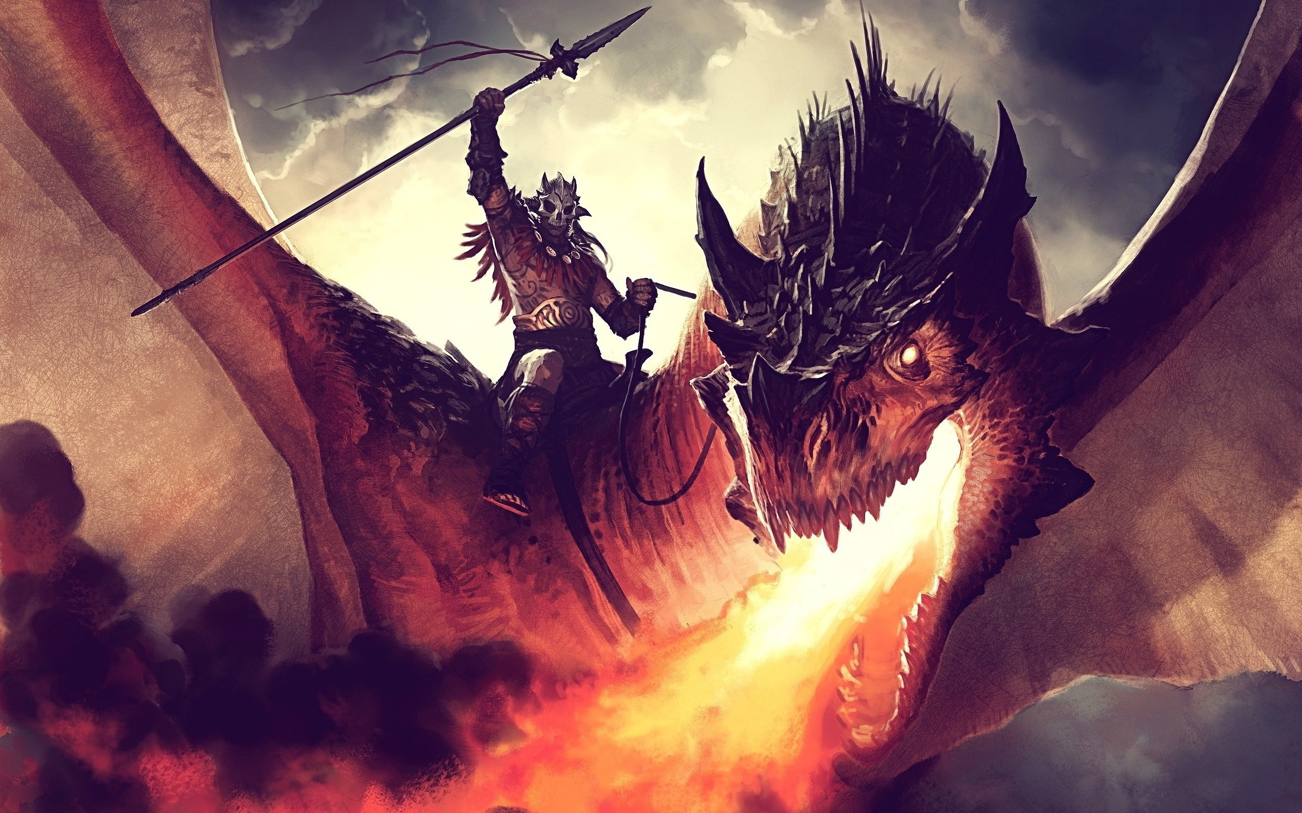 Man Riding A Dragon - HD Wallpaper 