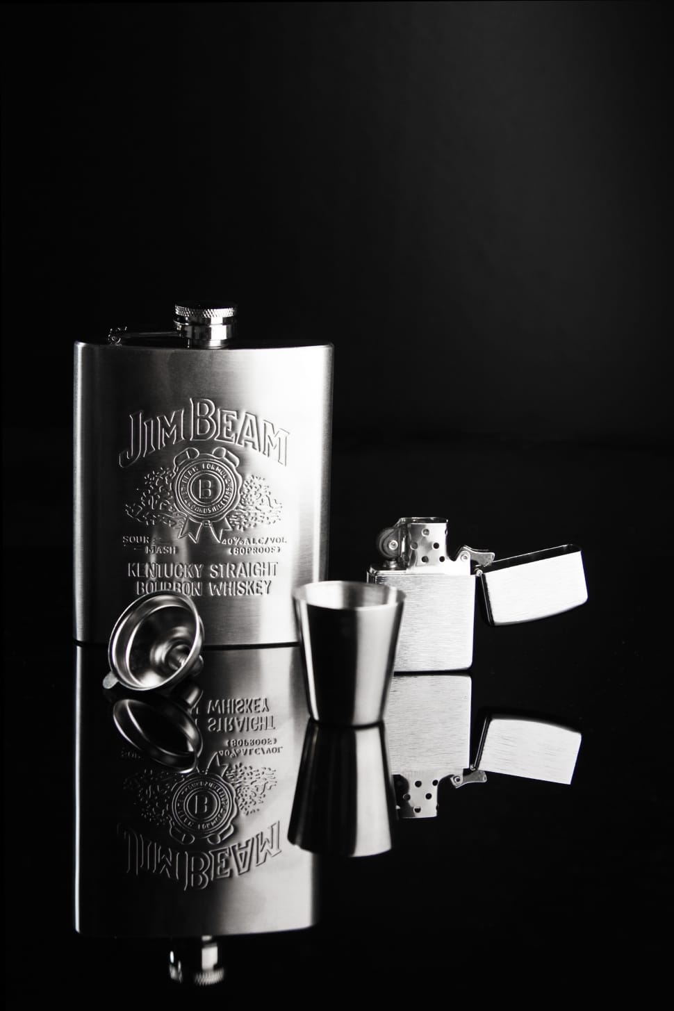 Stainless Steel Jim Beam Hip Flask Preview - HD Wallpaper 
