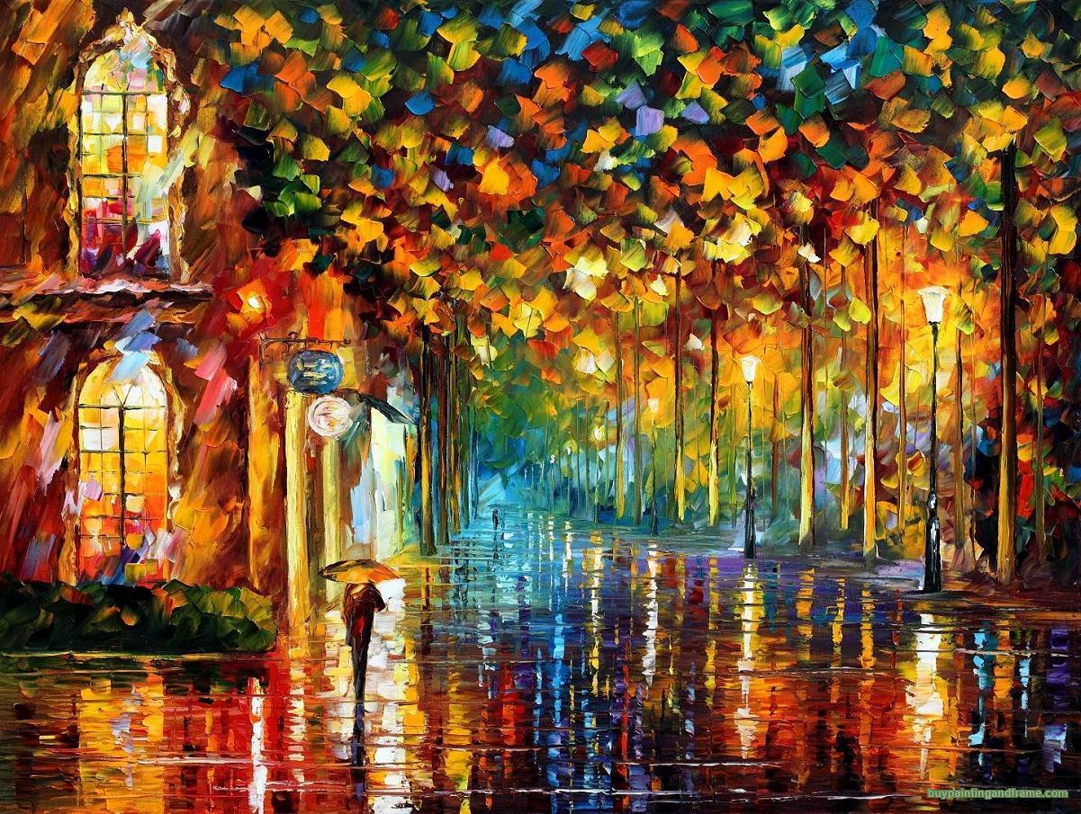 Late Stroll By Leonid Afremov - Leonid Afremov Late Stroll - HD Wallpaper 