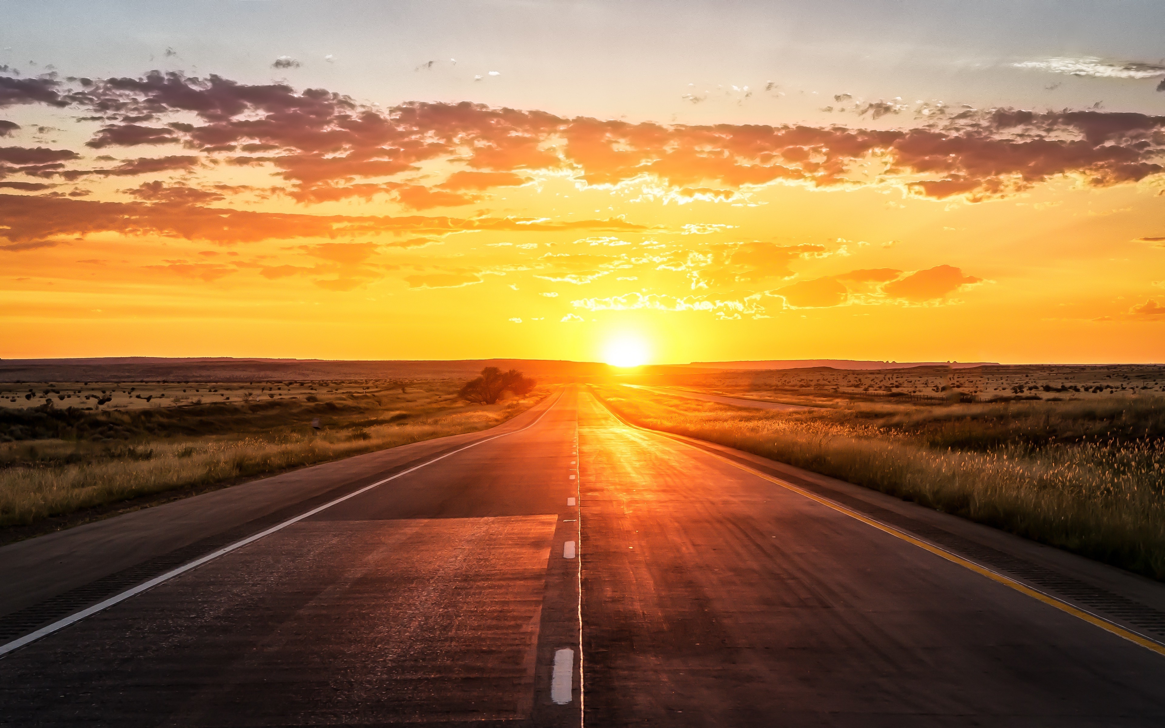 Arizona Desert Road With Sunset - HD Wallpaper 
