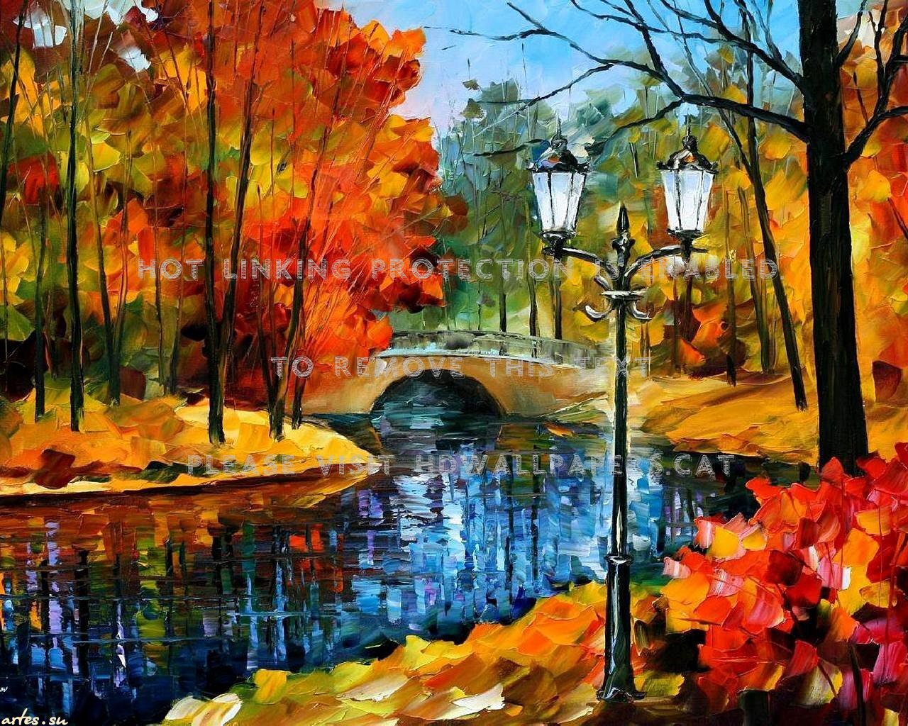By Leonid Afremov Park Bridge Art River - Sublime Park - Palette Knife Oil Painting On Canvas - HD Wallpaper 