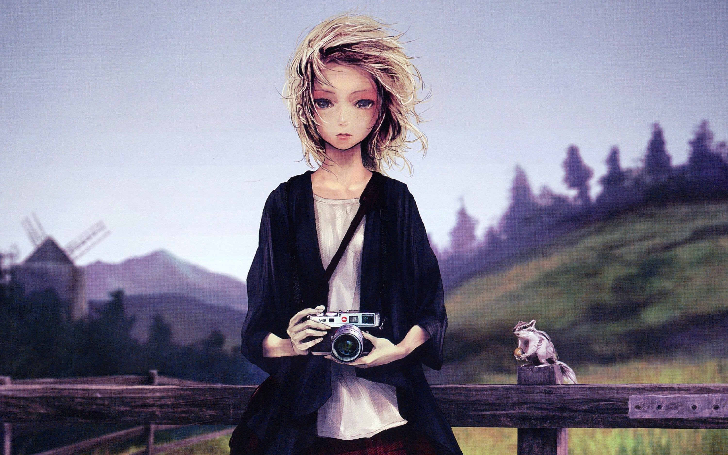 Anime Girl With Camera - HD Wallpaper 