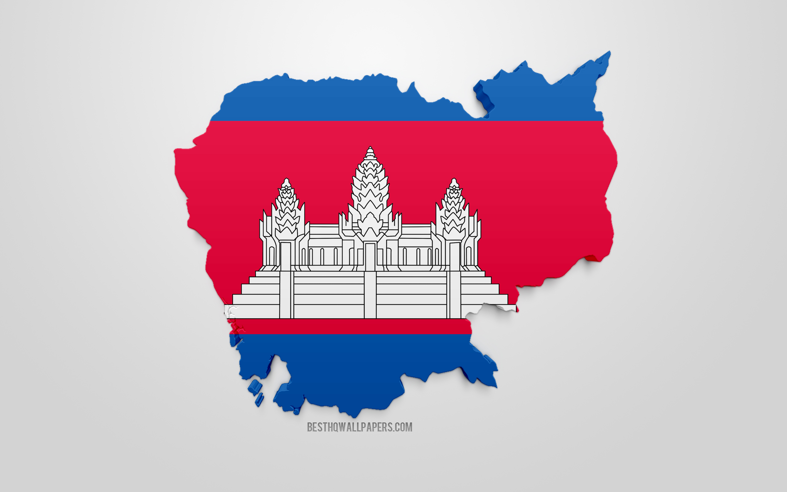 3d Flag Of Cambodia, Map Silhouette Of Cambodia, 3d - Cambodia Map - HD Wallpaper 