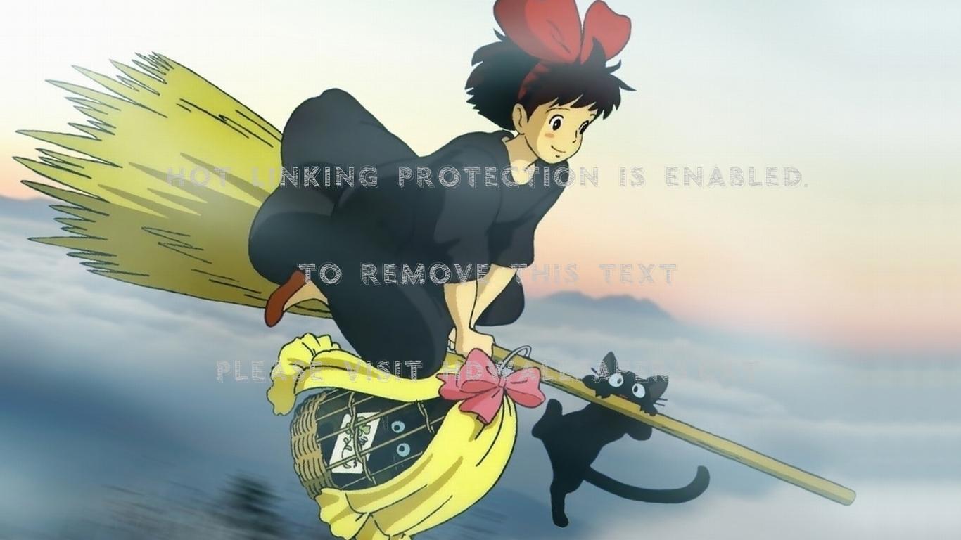 Hang On Gigi Soaring Kiki Flying Anime - Kiki's Delivery Service Jiji Broom - HD Wallpaper 