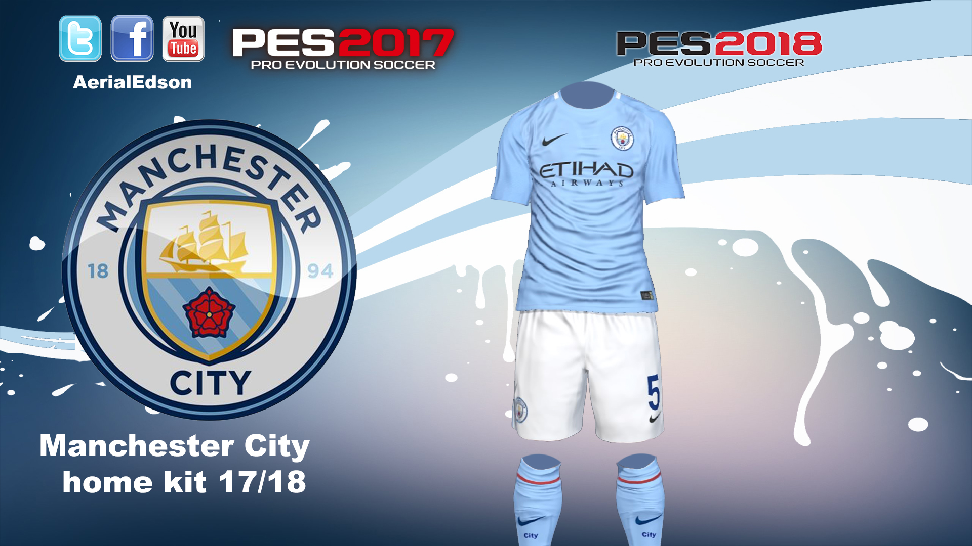 Kits Manchester City Pes 2017 - HD Wallpaper 