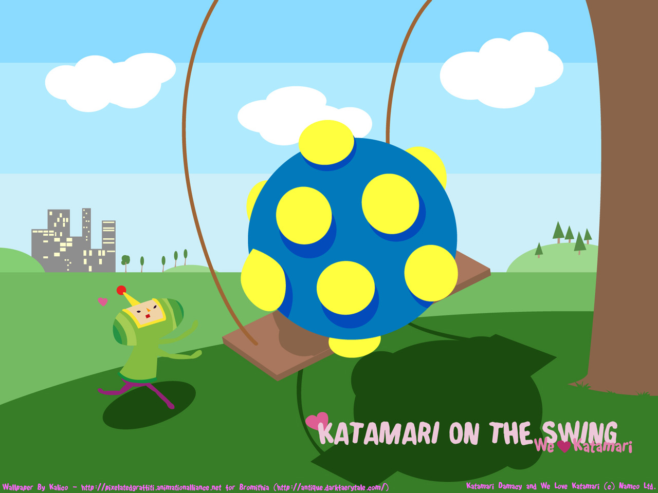 Namco, Katamari Damacy, Vector Art Wallpaper 
	style - Katamari On The Swing - HD Wallpaper 