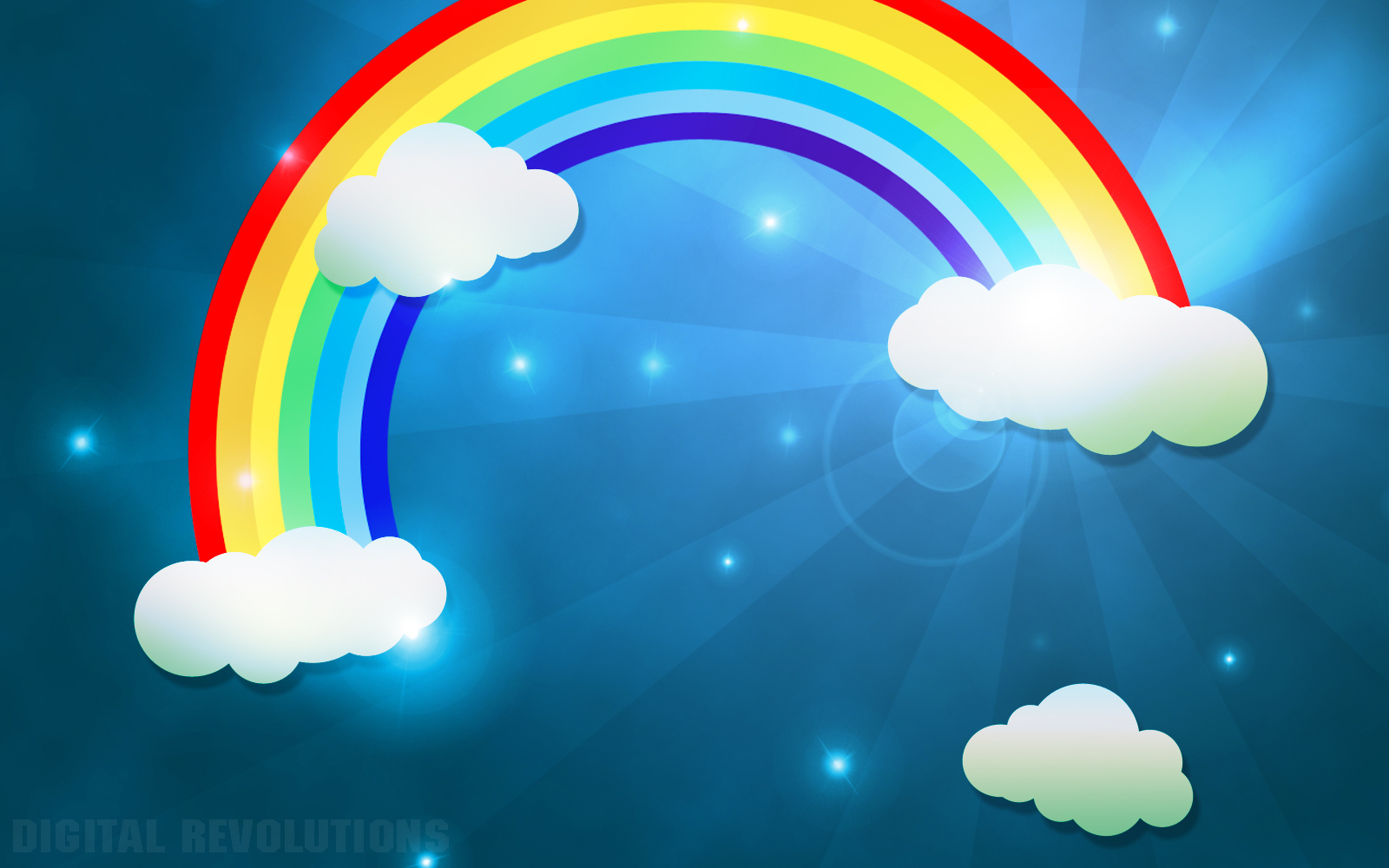 Rainbow With Clouds - HD Wallpaper 