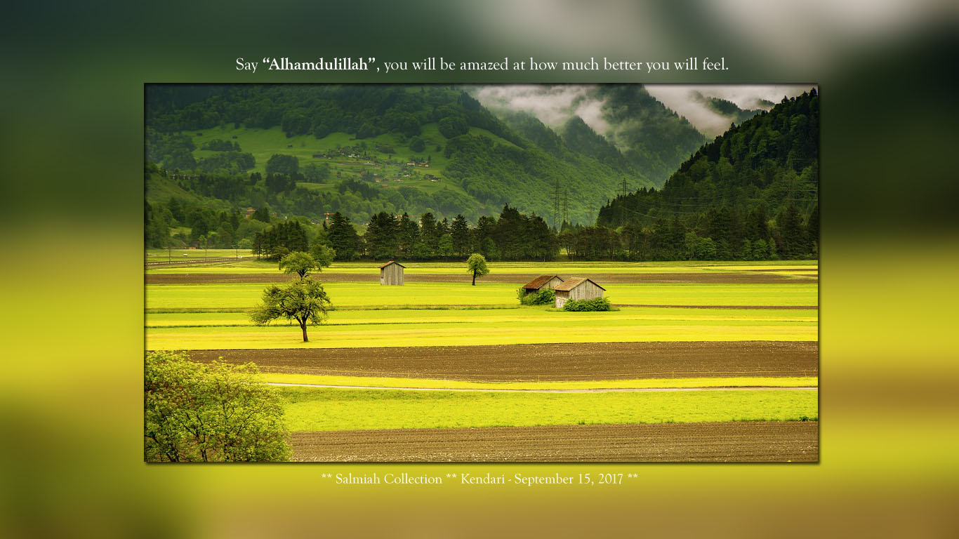 Say Alhamdulillah - Background Sawah Kartun - HD Wallpaper 