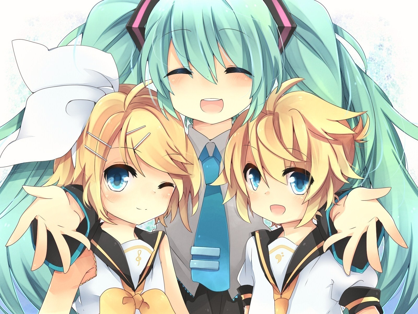 Blondes Vocaloid Hatsune Miku Blue Eyes Long Hair Kagamine - Kagamine Rin Len And Miku - HD Wallpaper 