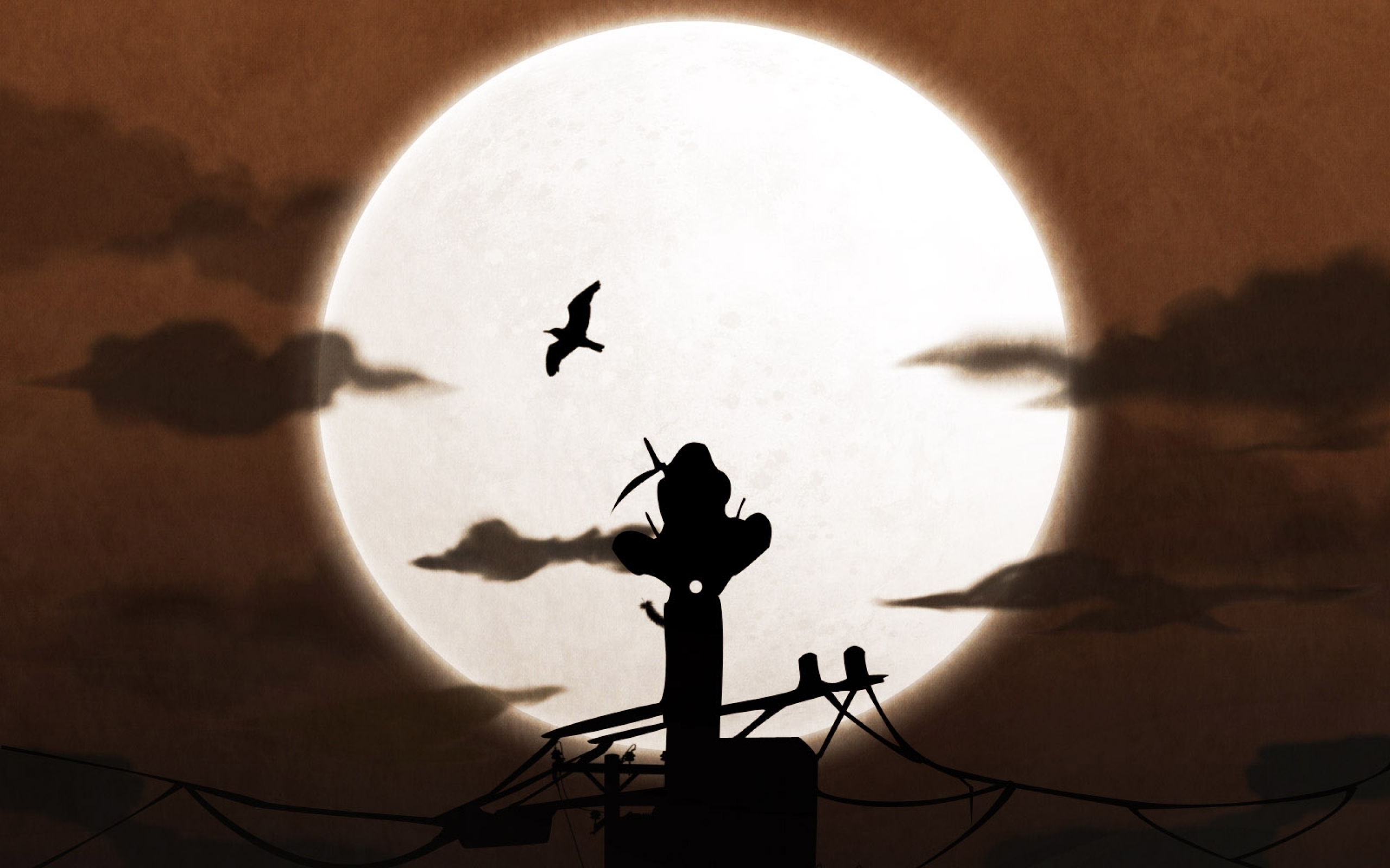 Moon Silhouette Naruto Shipp - Itachi Uchiha Moon - HD Wallpaper 