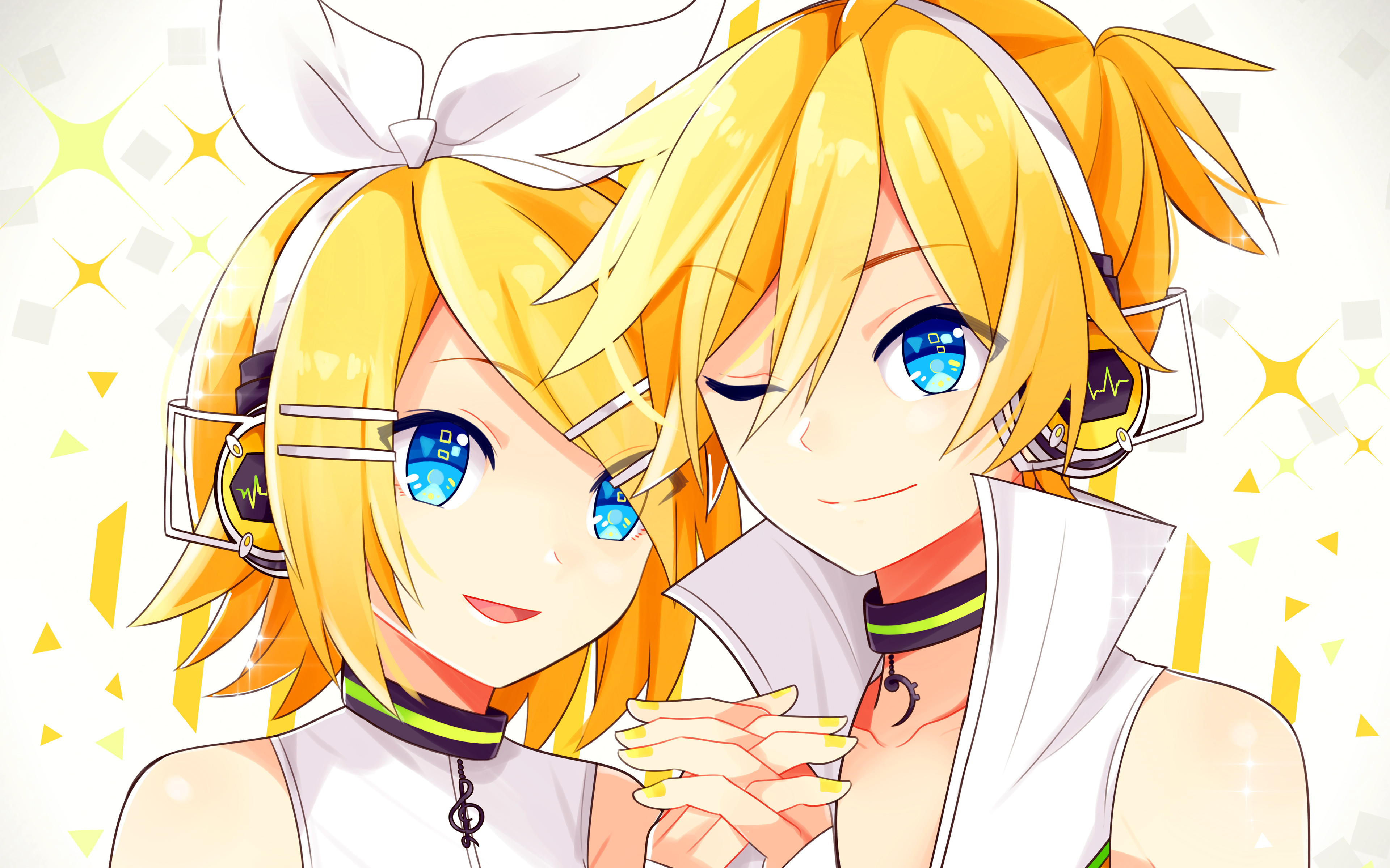 Kagamine Len, Kagamine Rin, 4k, Manga, Anime Characters, - Kagamine Len And Rin Wallpaper Hd - HD Wallpaper 