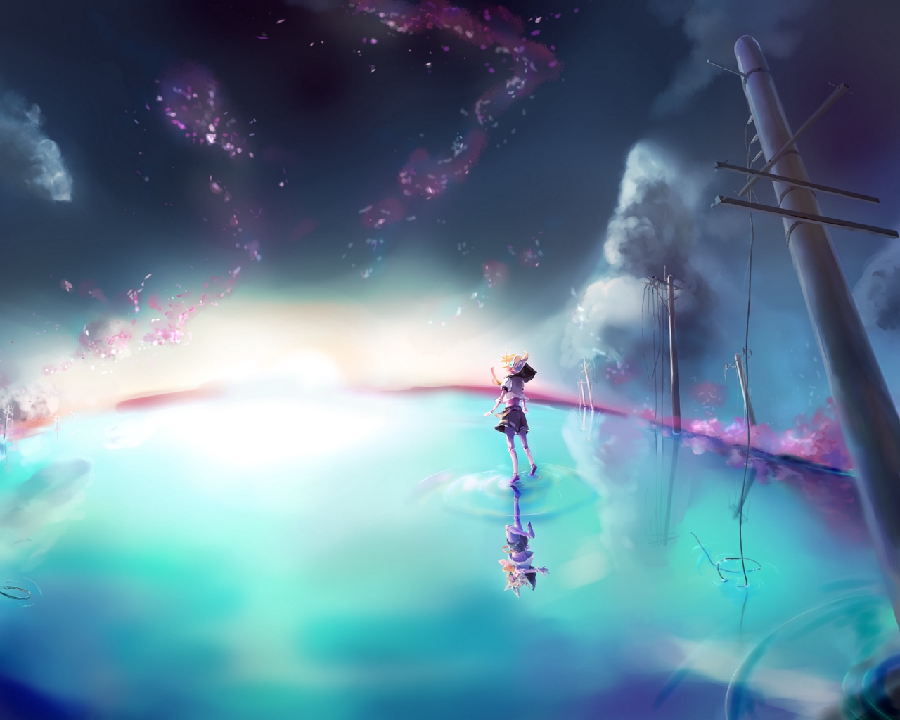 Wallpaper Vocaloid, Kagamine Rin, Kagamine Len, Water, - Kagamine Rin - HD Wallpaper 