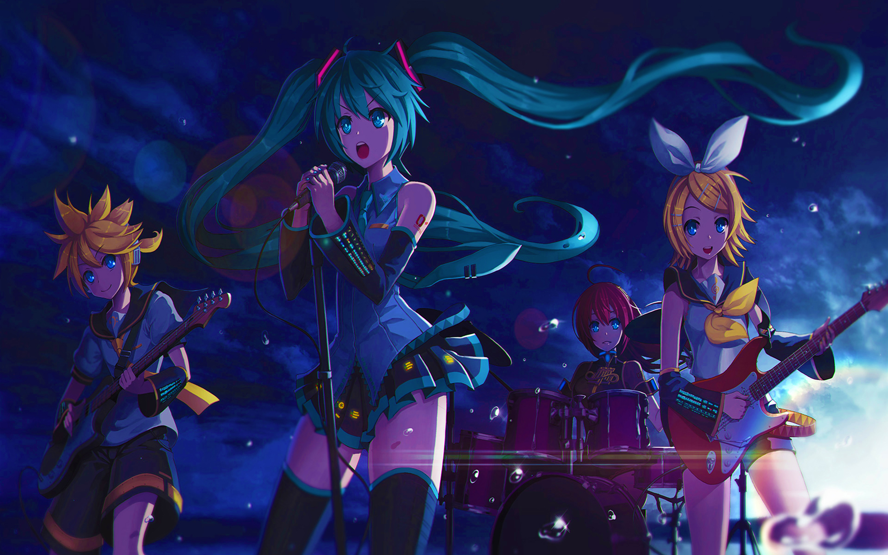 Hatsune Miku, Len Kagamine, Rin Kagamine, Teto Kasane, - Hatsune Miku Concert Fanart - HD Wallpaper 