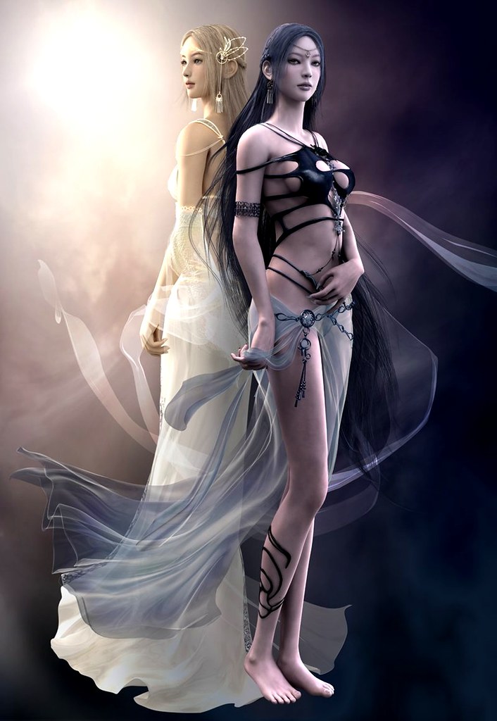 Dark And Light Goddess - HD Wallpaper 