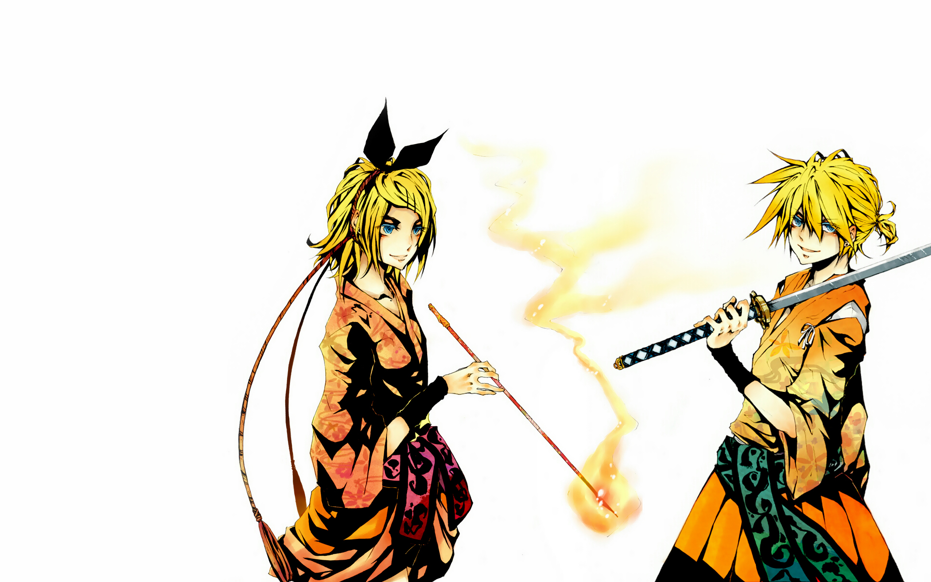 Vocaloid Katana Wallpaper - Rin Kagamine Samurai - HD Wallpaper 