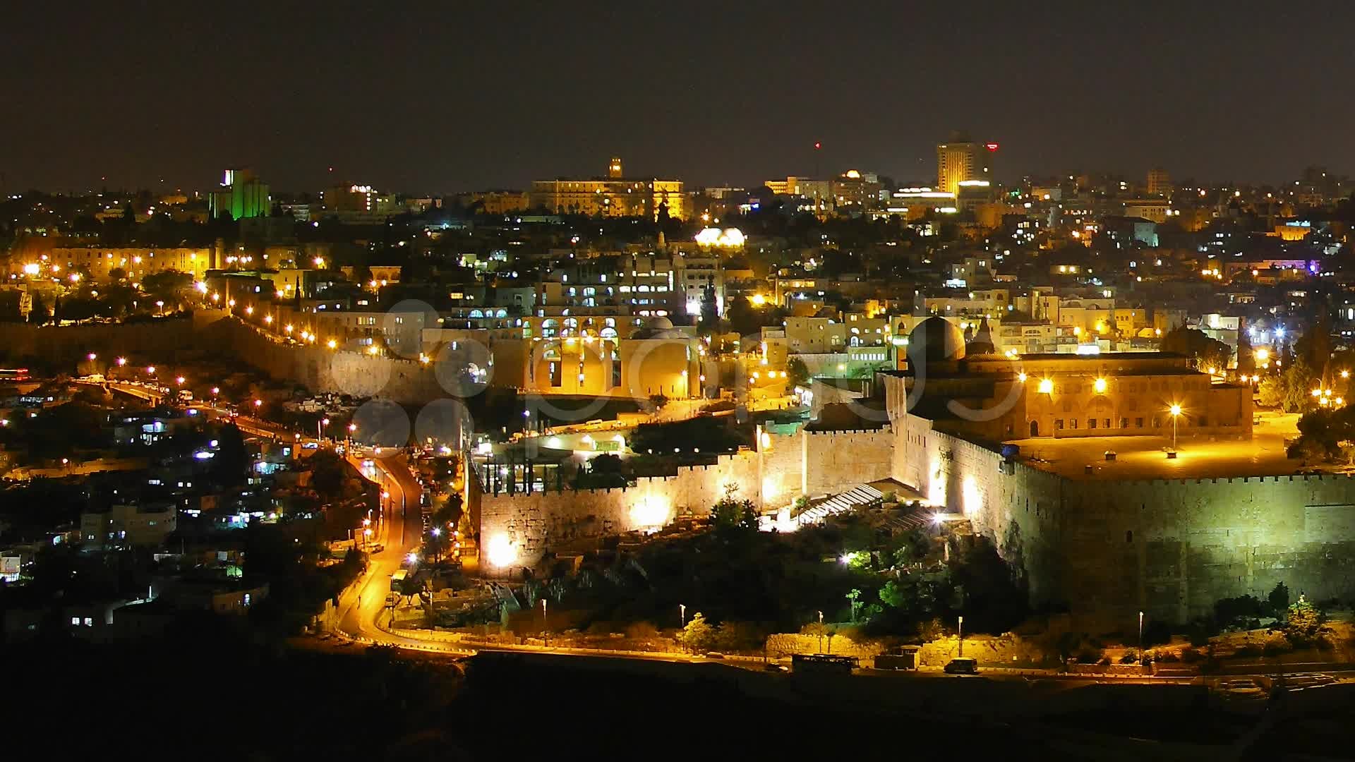 Skyline Of Jerusalem, The Jewish Quarter At Night Time - Jerusalem At Night - HD Wallpaper 