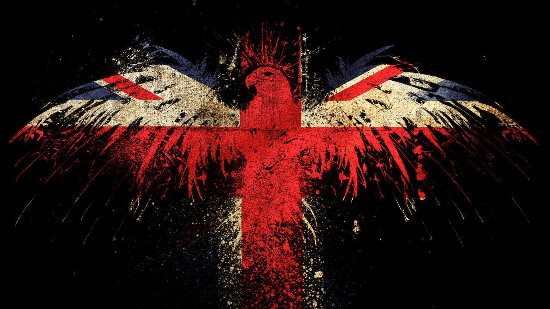 Hawk On The English Flag Facebook Cover - Britain Flag Eagle Png - HD Wallpaper 