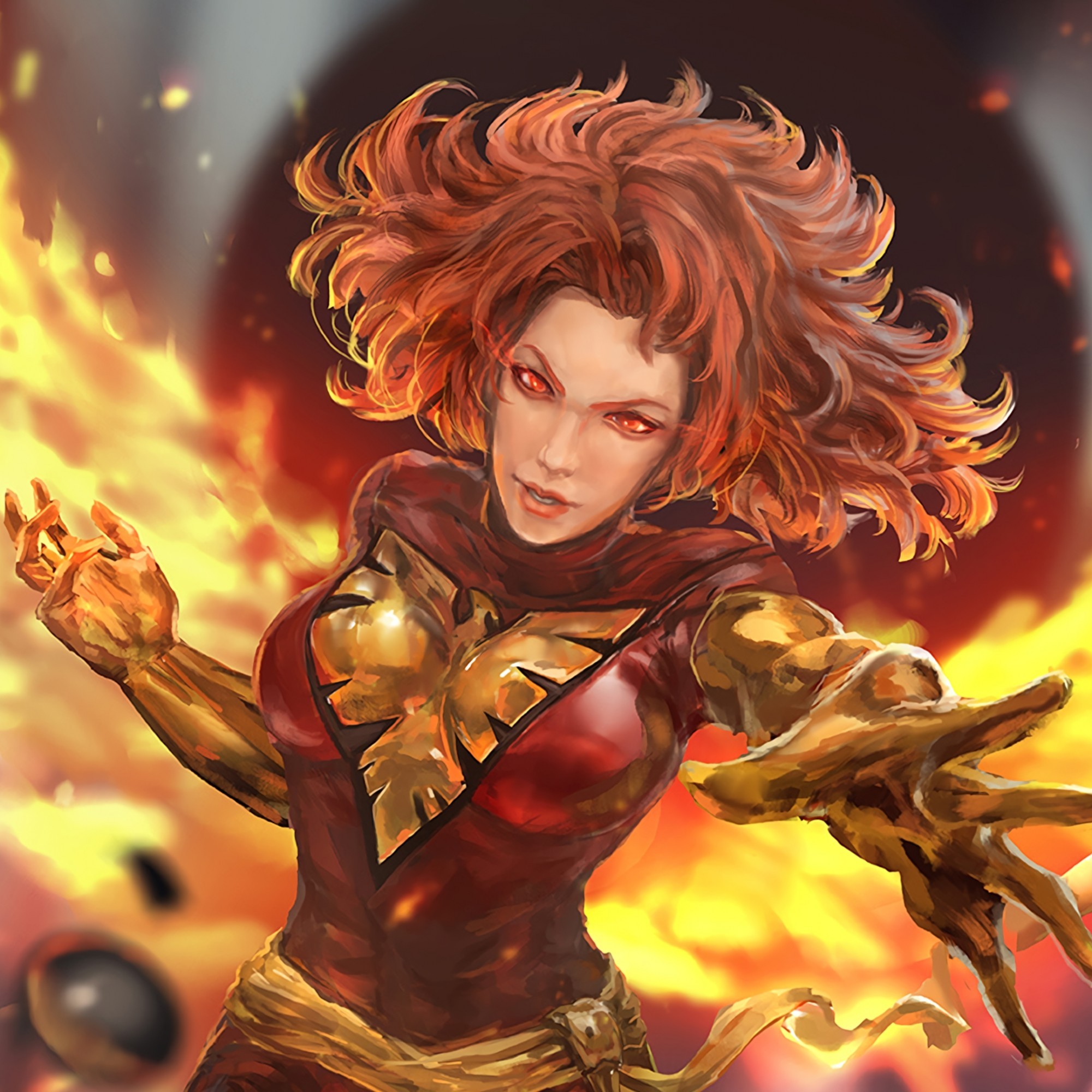 X-men, Jean Grey, Dark Phoenix, Marvel Girl, Red Eyes, - Jean Grey Marvel Girl And Pheonix - HD Wallpaper 