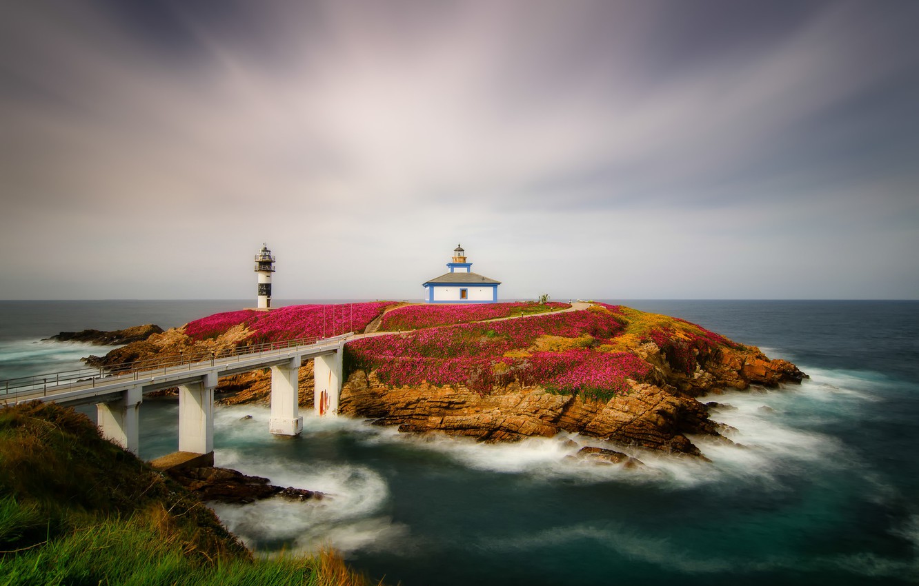 Photo Wallpaper Sea, Lighthouse, Spain, Spain, Galicia, - Lighthouse - HD Wallpaper 