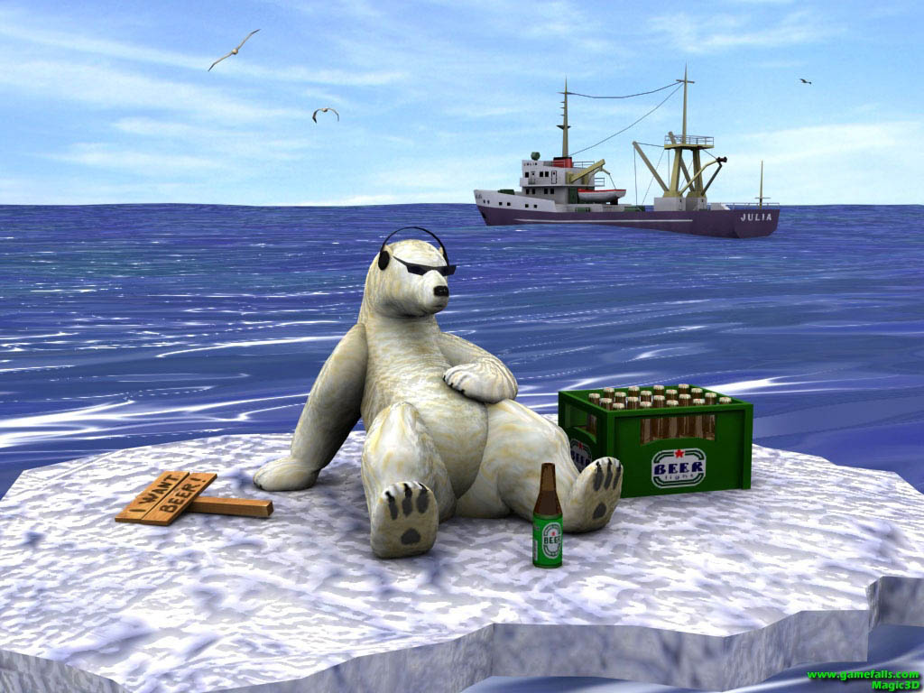 Great 3d Funny Wallpaper - Polar Bear With Beer - HD Wallpaper 
