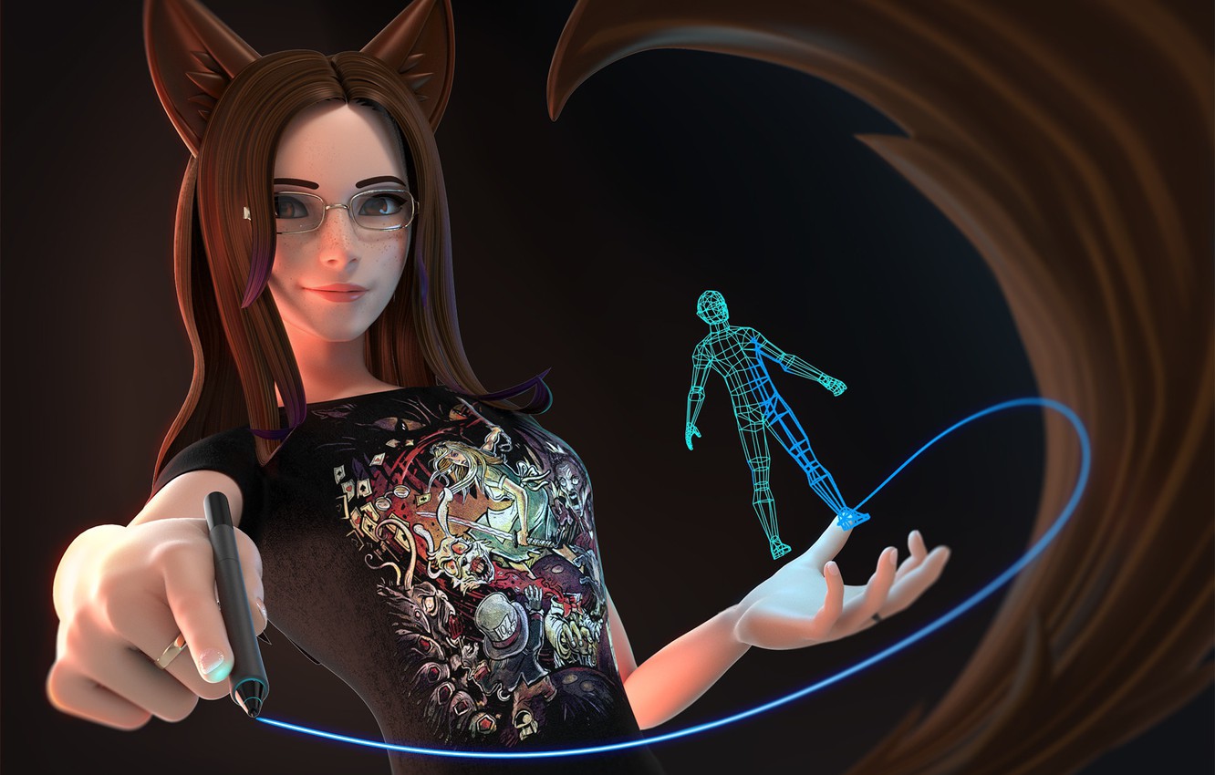 Photo Wallpaper Girl, Art, Artist, Ears, Vanessa, Antonio - Illustration - HD Wallpaper 