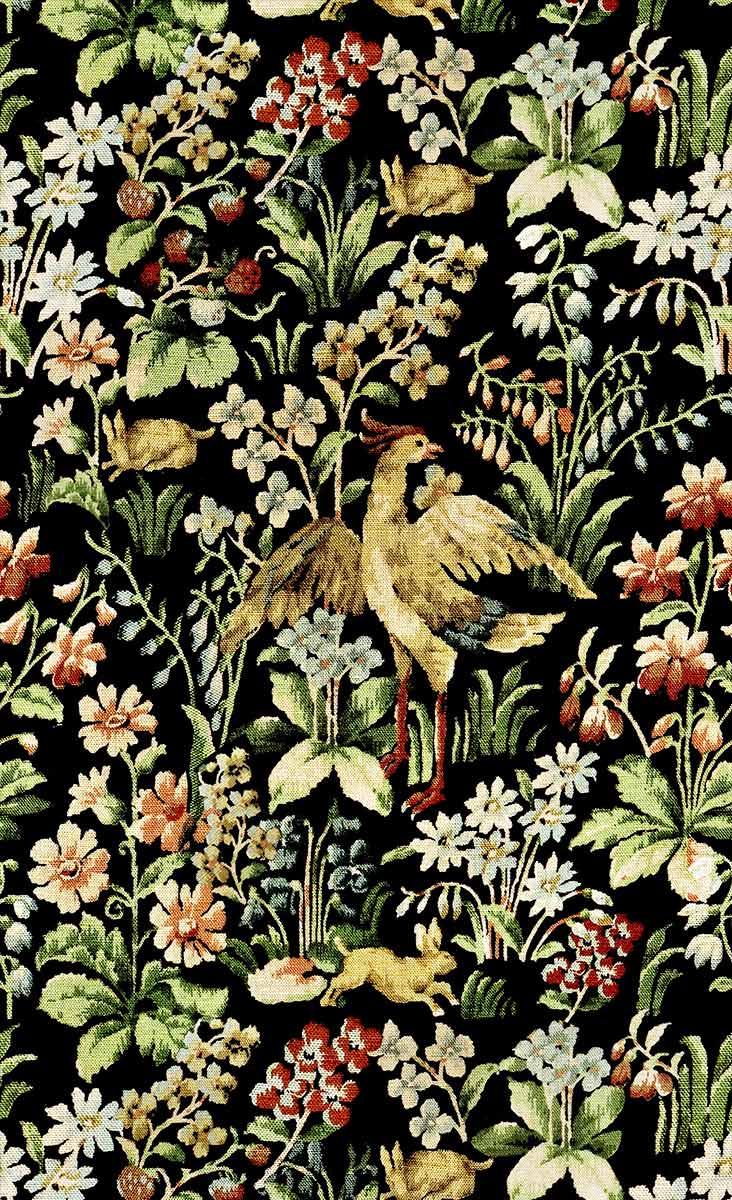 Floral Tapestry Wallpaper Mindthegap Black/green/yellow/red - Floral Tapestry - HD Wallpaper 