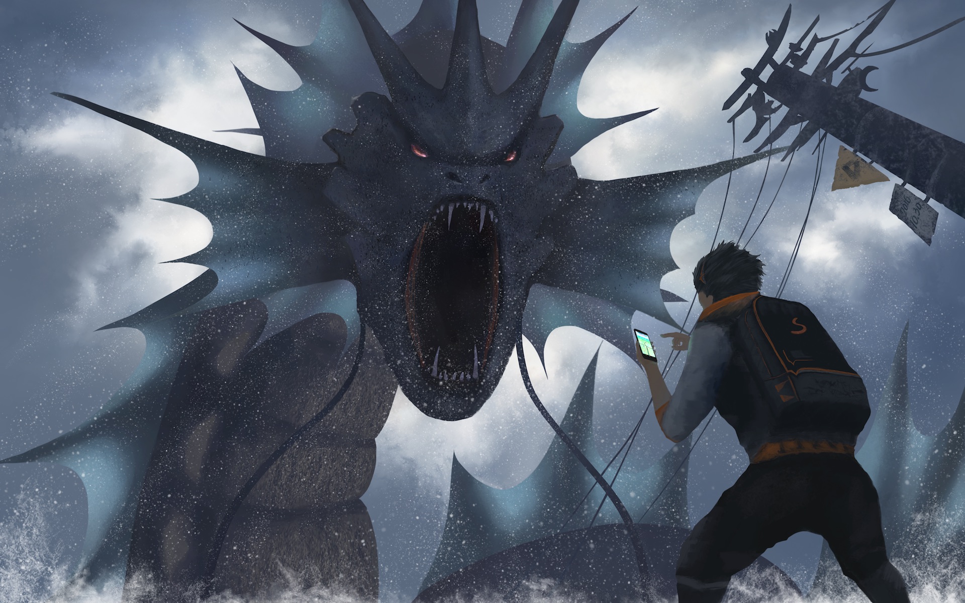 Gyarados Painting Initrc - Pokemon Wallpaper Gyarados - HD Wallpaper 