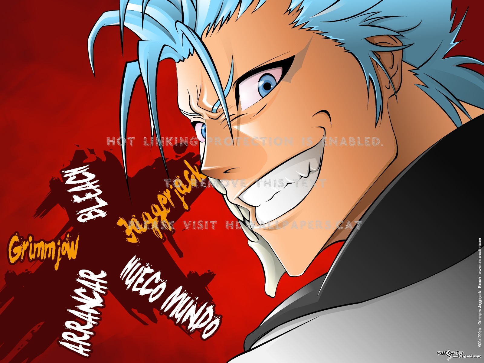 Grimmjow Jaegerjaquez Blue Hair Six Espada - Anime Character Evil Smiling - HD Wallpaper 