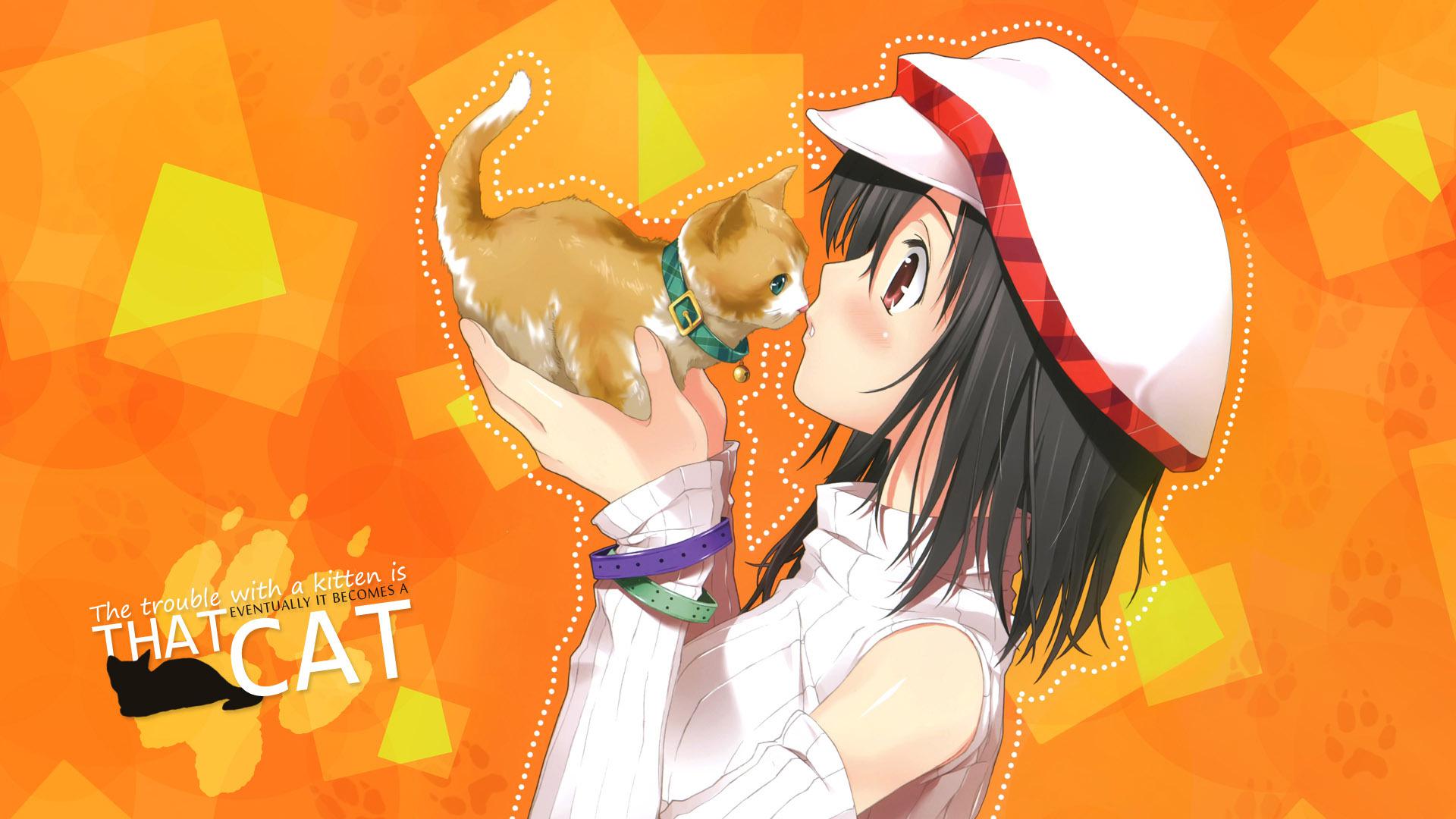 Anime People With Cats - HD Wallpaper 