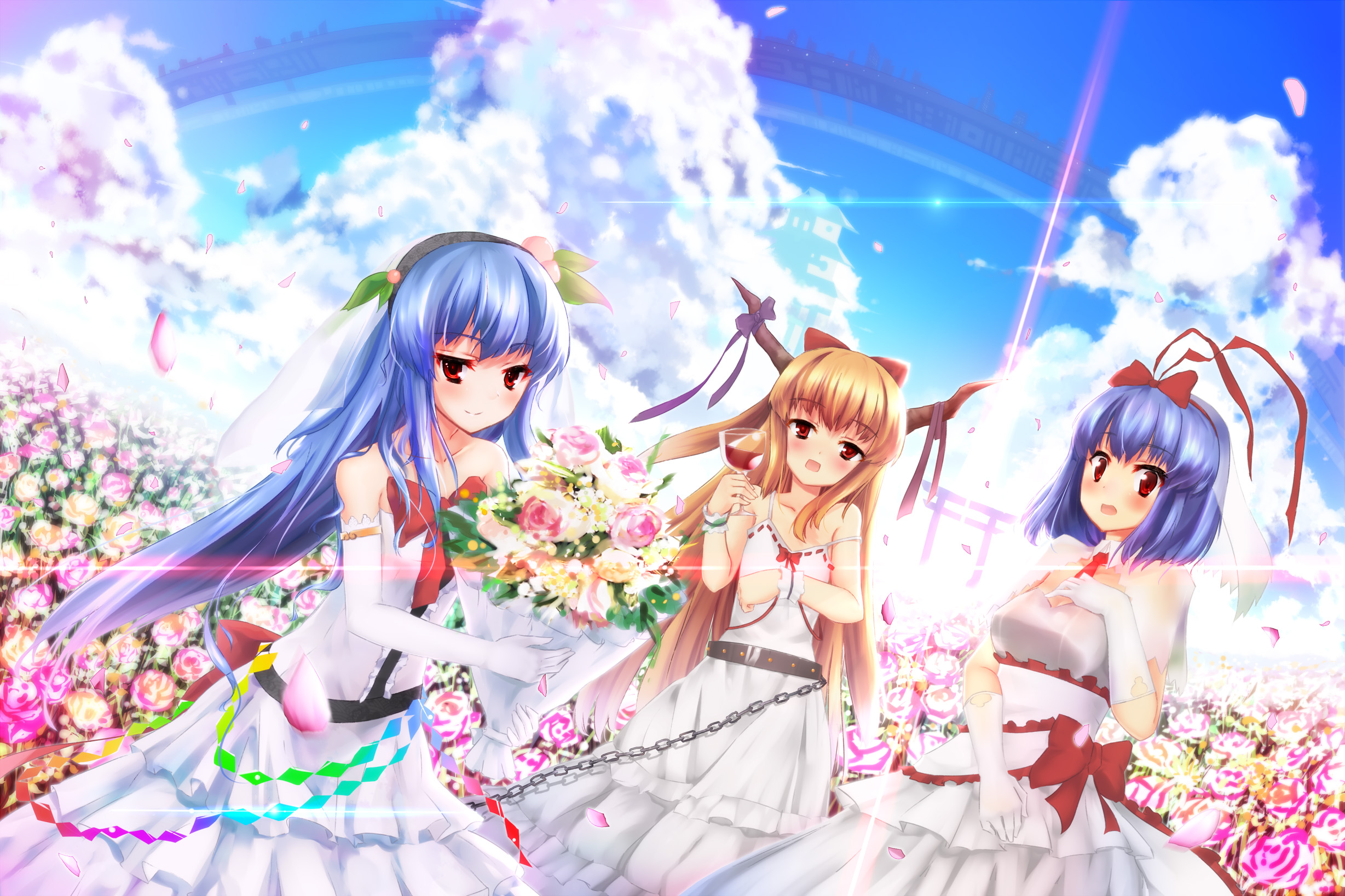 Suika Ibuki And Tenshi - HD Wallpaper 